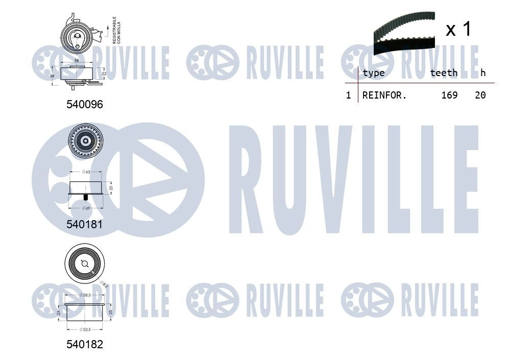 Комплект ремня ГРМ RUVILLE XWZVD M 550002 1440086917 изображение 1