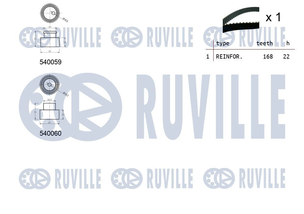 Комплект ремня ГРМ RUVILLE 550003 AA3 TKT 1440086919 изображение 1