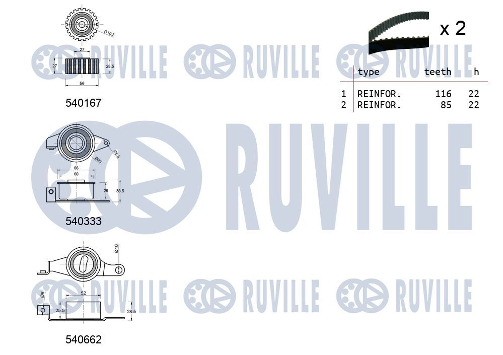 Комплект ремня ГРМ RUVILLE 1440086930 Q MF9A 550011 изображение 1