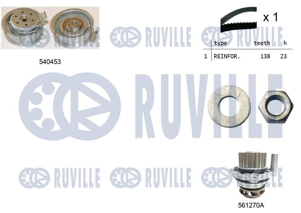 Водяной насос + комплект зубчатого ремня RUVILLE 39SL3V N 1440086933 5500131 изображение 0