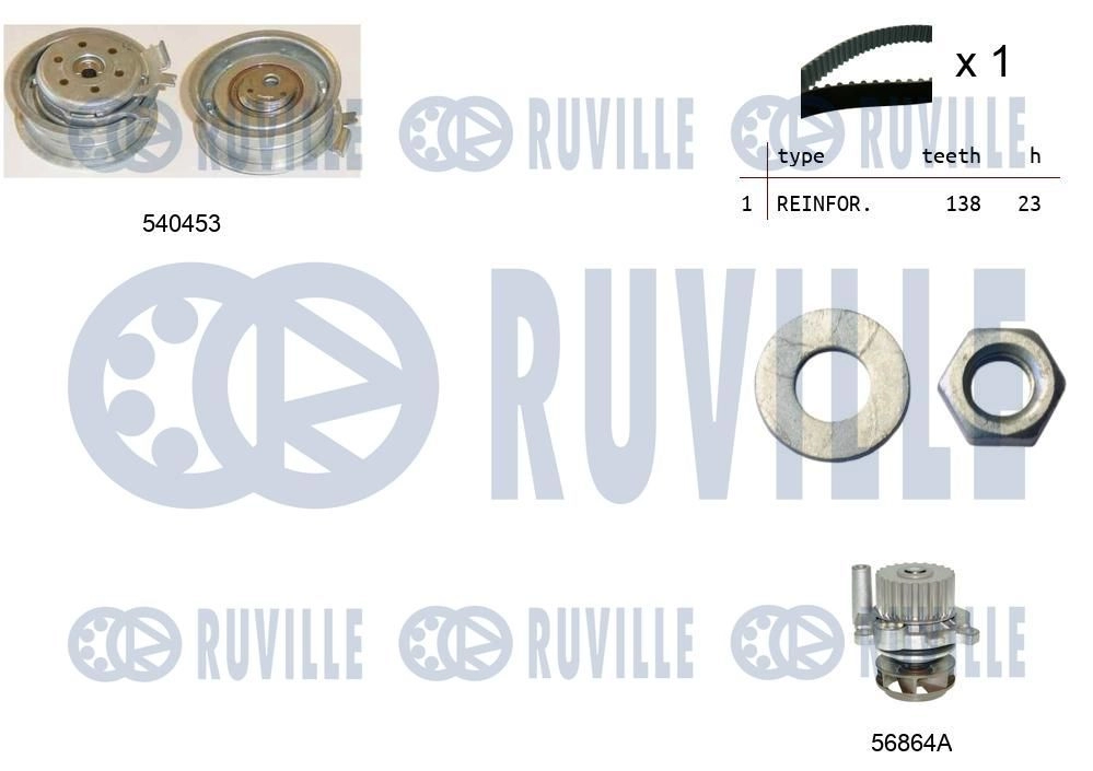 Водяной насос + комплект зубчатого ремня RUVILLE KGU 8CTY 5500132 1440086934 - Изображение 1