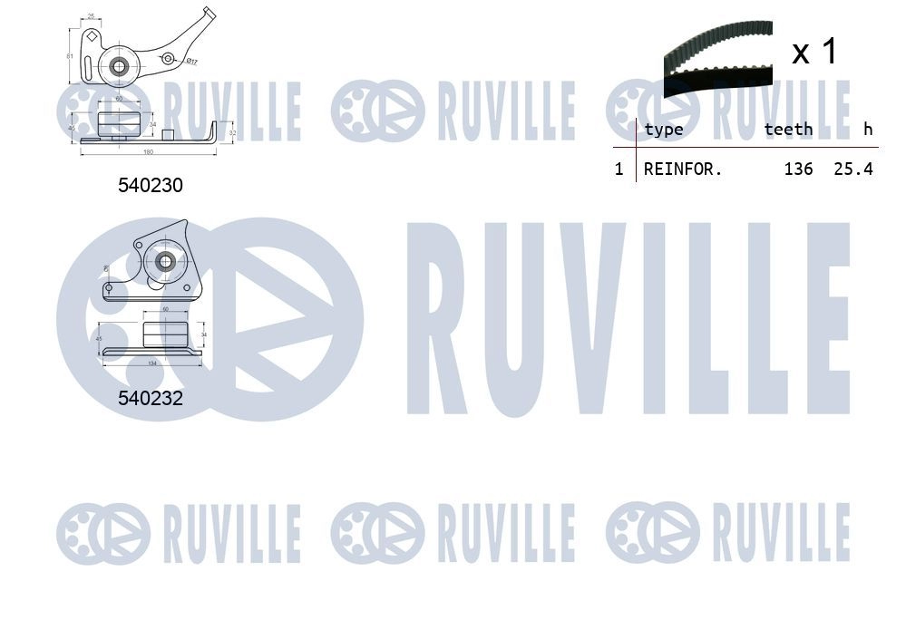 Комплект ремня ГРМ RUVILLE H ITVKM 550020 1440086943 изображение 1