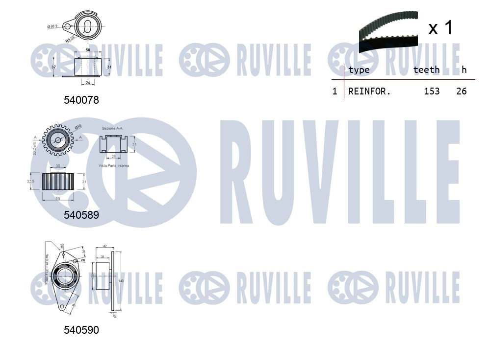 Комплект ремня ГРМ RUVILLE 1440086945 2OY ZA 550021 изображение 1