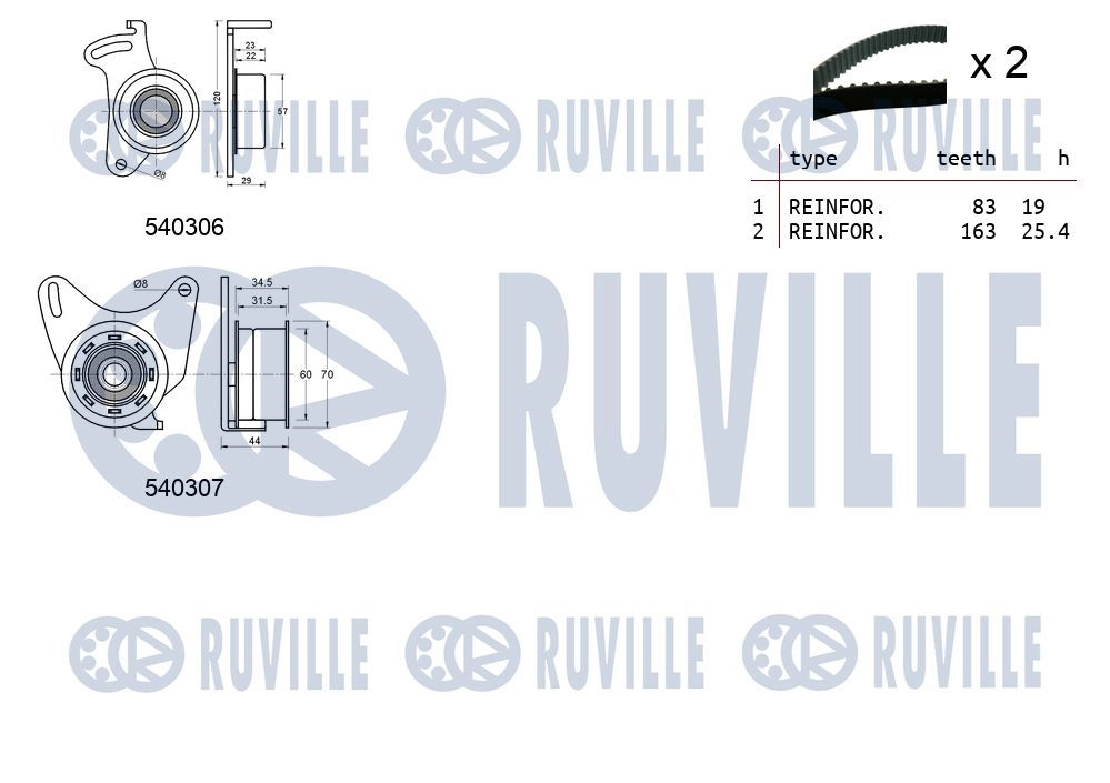 Комплект ремня ГРМ RUVILLE 2DC4 C9F 1440086955 550028 изображение 1