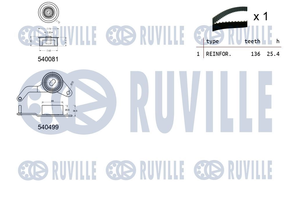 Комплект ремня ГРМ RUVILLE 1440086969 550036 QD STXHA изображение 1