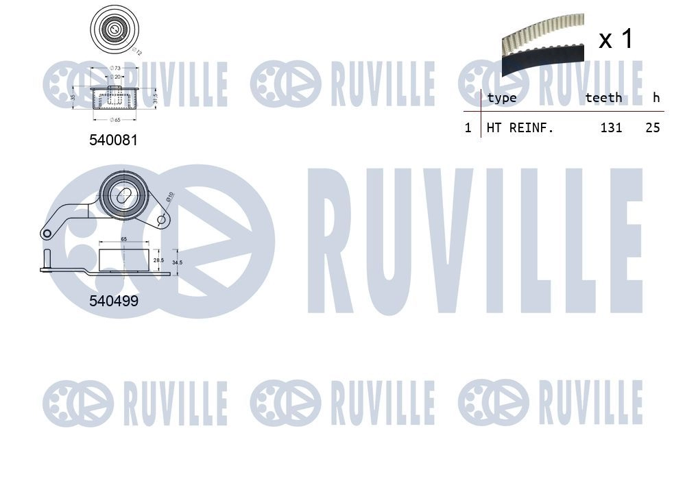 Комплект ремня ГРМ RUVILLE 550037 1440086970 G4OC I изображение 1