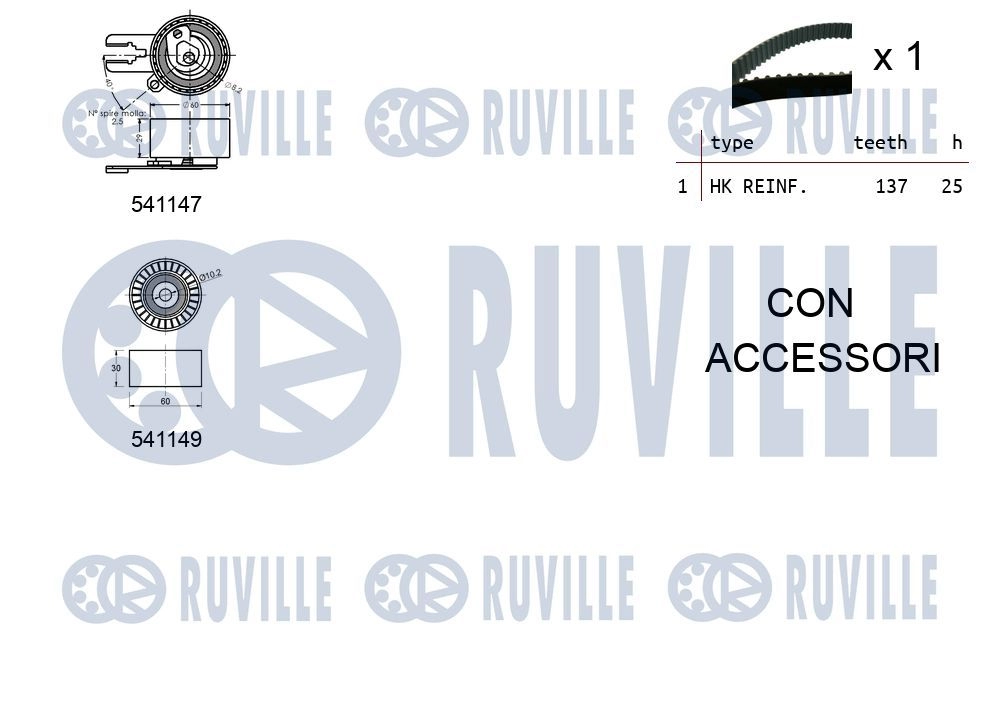Комплект ремня ГРМ RUVILLE 1440087001 550058 U6LH JF изображение 1