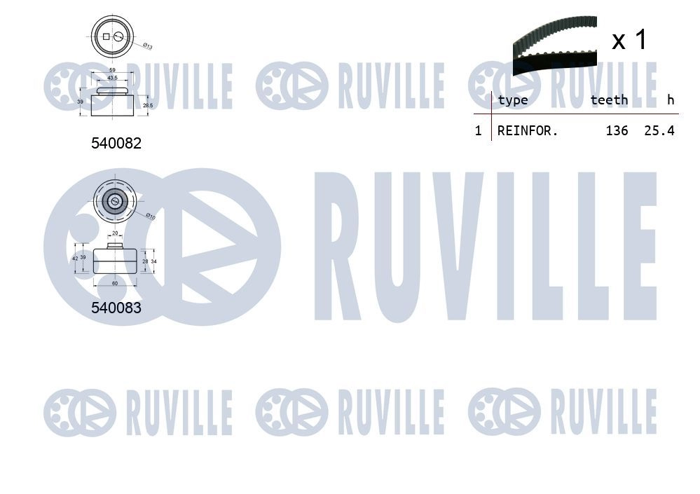Комплект ремня ГРМ RUVILLE S92 34ON 1440087048 550093 изображение 1