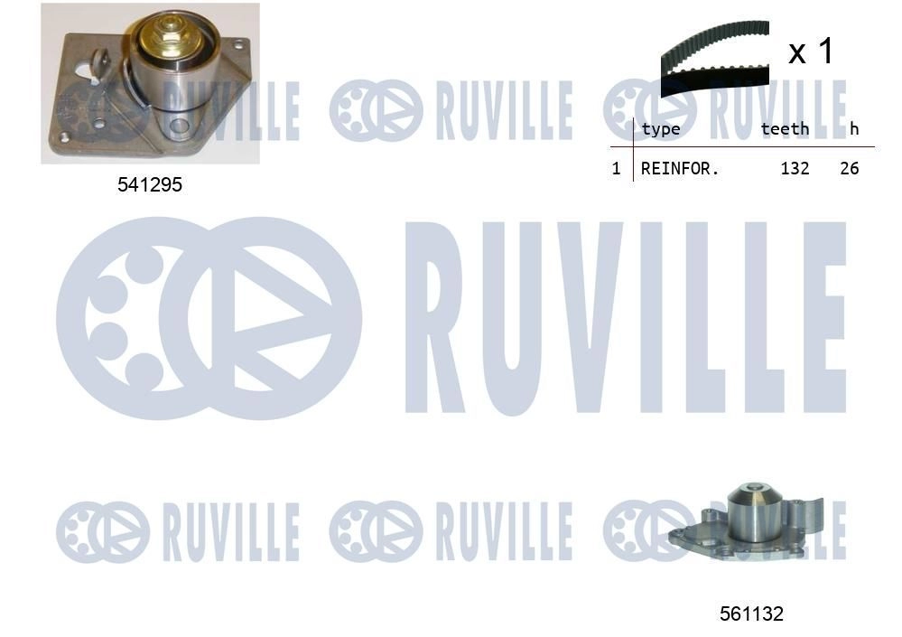 Водяной насос + комплект зубчатого ремня RUVILLE XG S5E0 1440087077 5501131 изображение 0