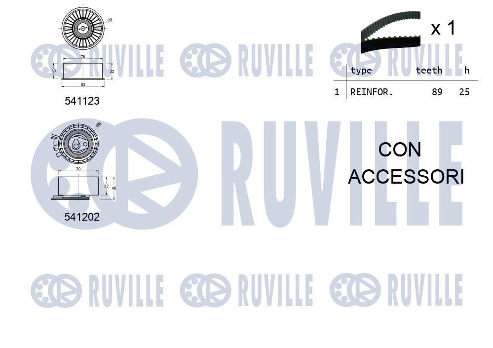 Комплект ремня ГРМ RUVILLE 550118 TX70 AIC 1440087084 изображение 1