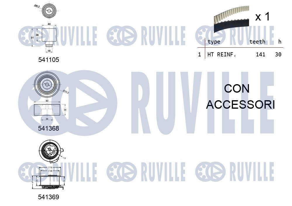 Комплект ремня ГРМ RUVILLE 1440087095 AD JBG 550126 изображение 1