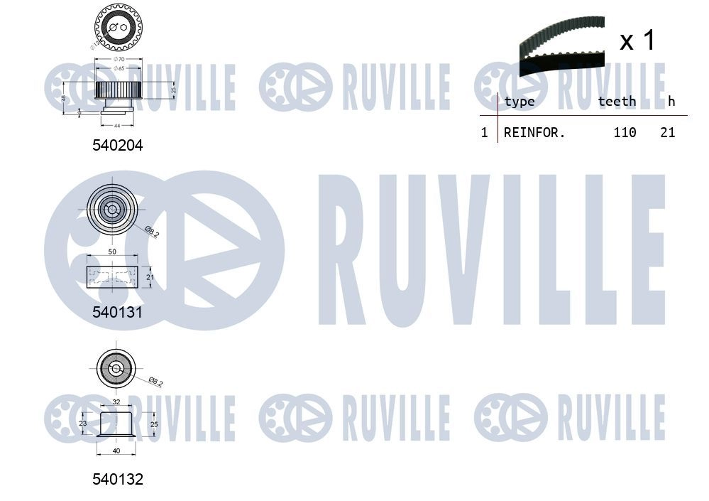 Комплект ремня ГРМ RUVILLE 550130 XV2T8D H 1440087102 изображение 1