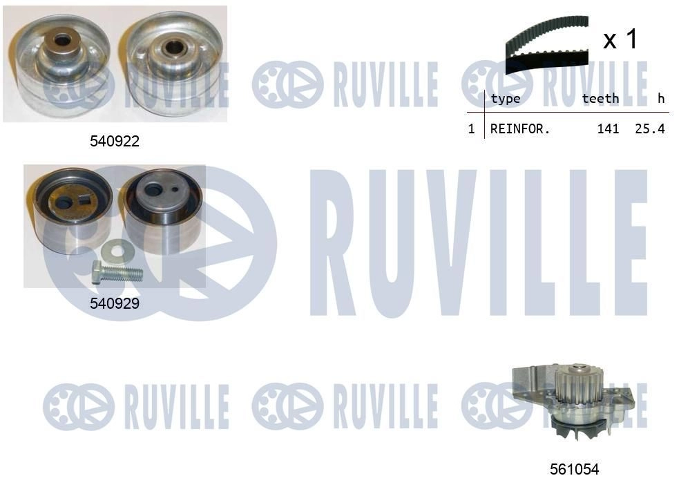 Водяной насос + комплект зубчатого ремня RUVILLE F P5J1 1440087108 5501341 изображение 0