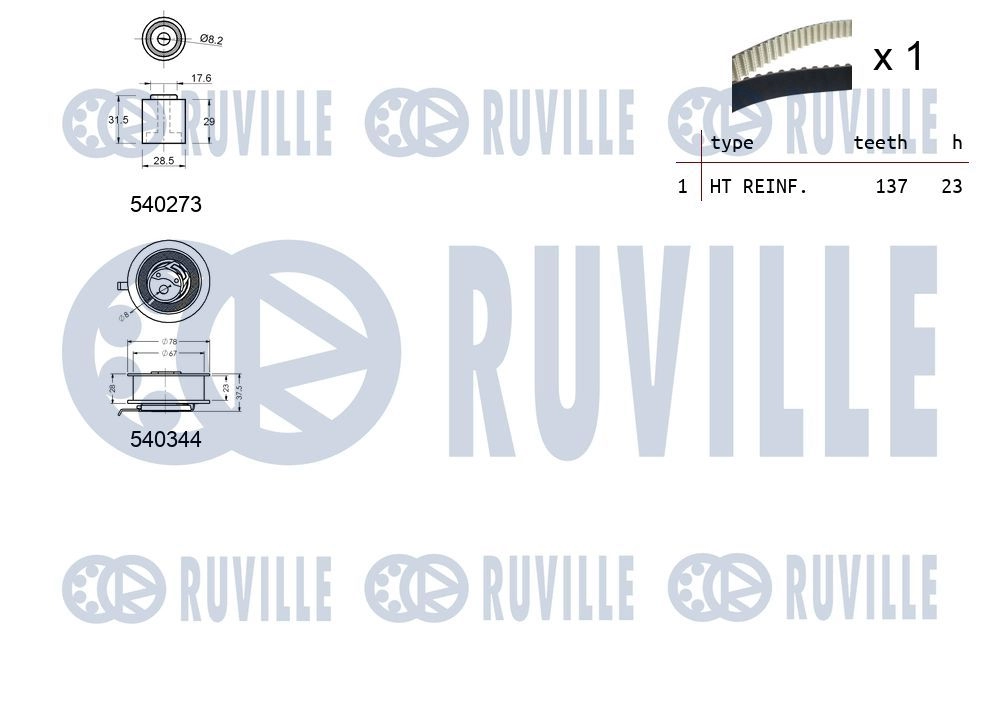 Комплект ремня ГРМ RUVILLE 550135 A 9NUVX 1440087109 изображение 1