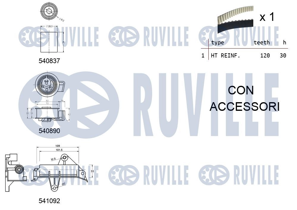 Комплект ремня ГРМ RUVILLE 550138 136J7 X 1440087116 изображение 1