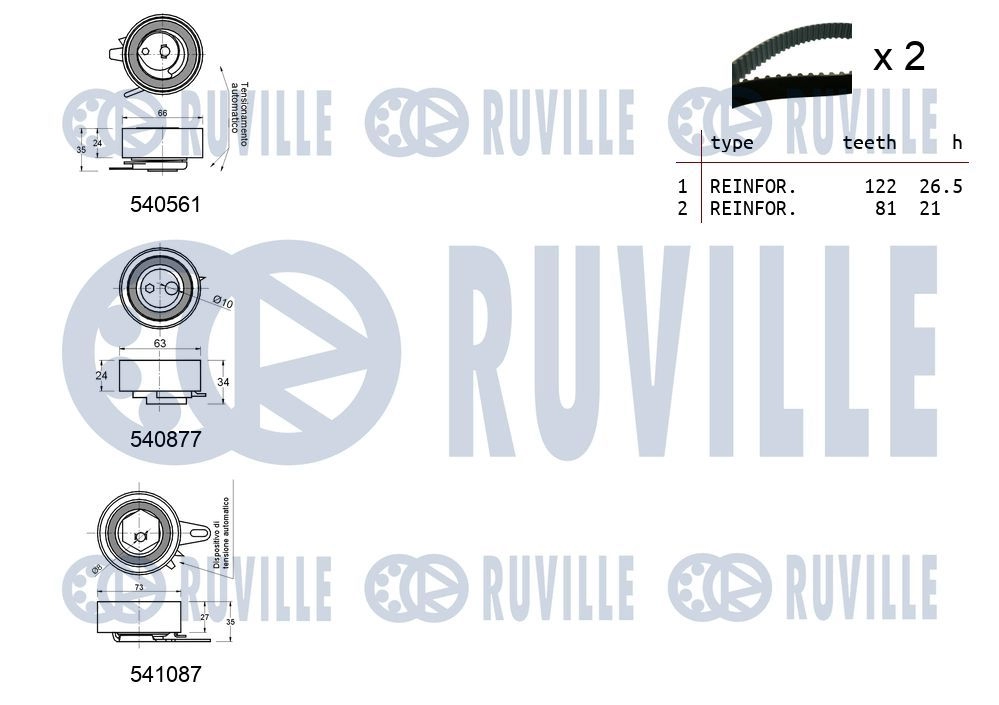 Комплект ремня ГРМ RUVILLE 1440087124 550143 RK4 1OBV изображение 1