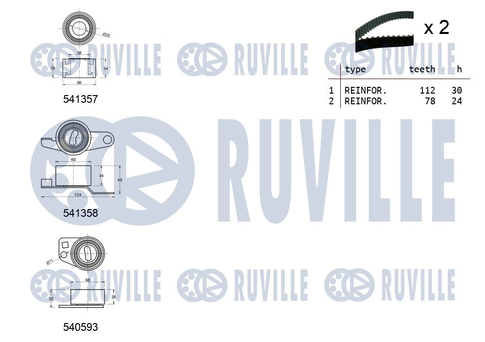 Комплект ремня ГРМ RUVILLE F5V 8B 1440087135 550151 изображение 1