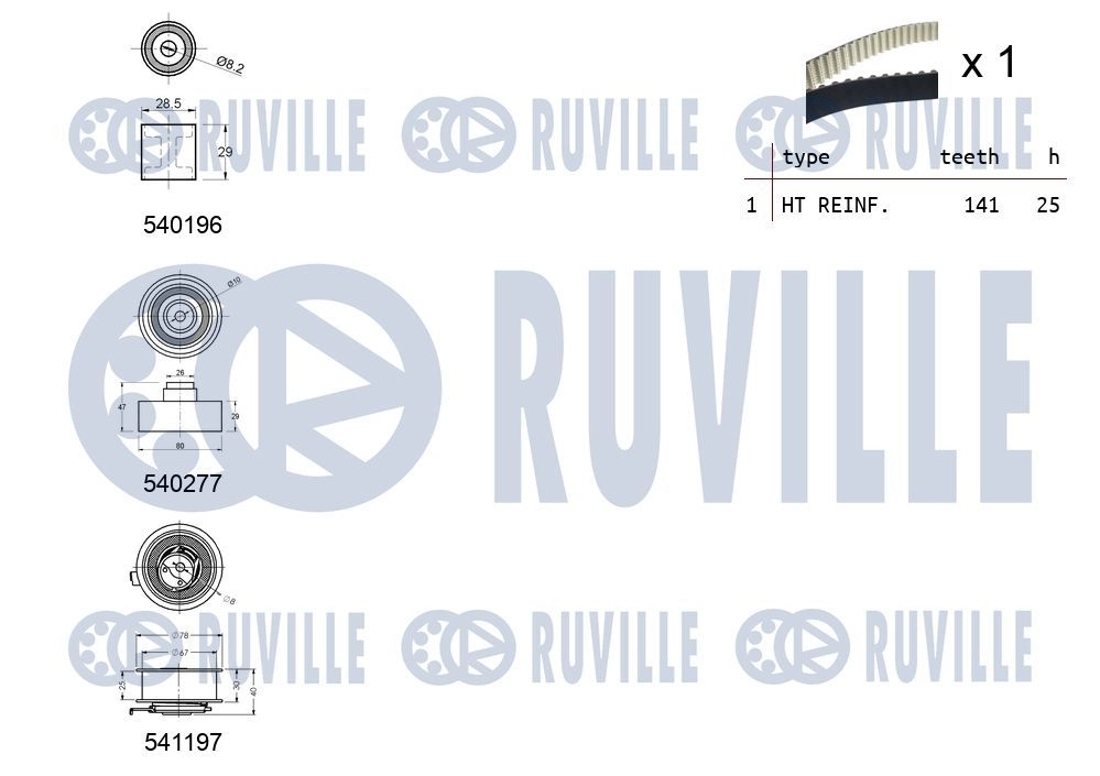 Комплект ремня ГРМ RUVILLE 550160 7G 4DT 1440087144 изображение 1