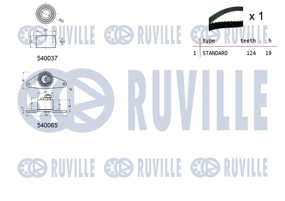 Комплект ремня ГРМ RUVILLE 6 V8J3 1440087155 550171 изображение 1