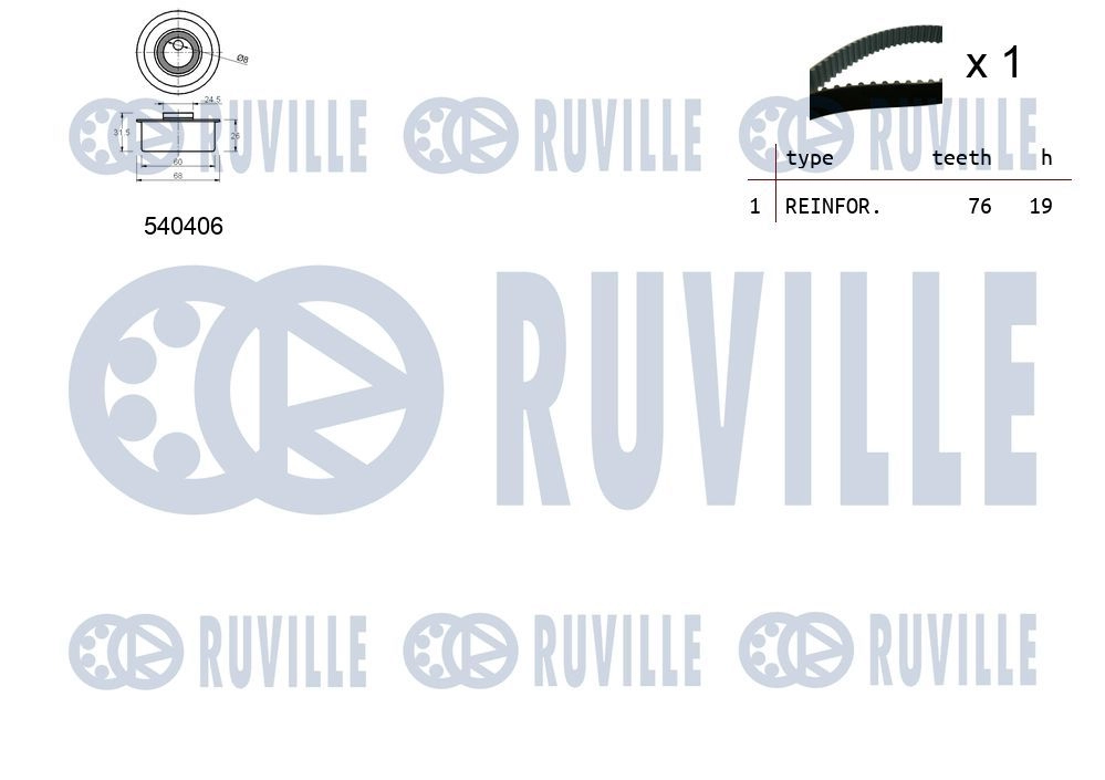 Комплект ремня ГРМ RUVILLE 550173 R3XF QHW 1440087157 изображение 1