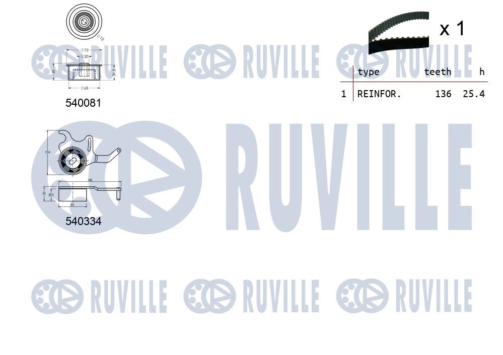 Комплект ремня ГРМ RUVILLE A6W8 C 550223 1440087207 изображение 1