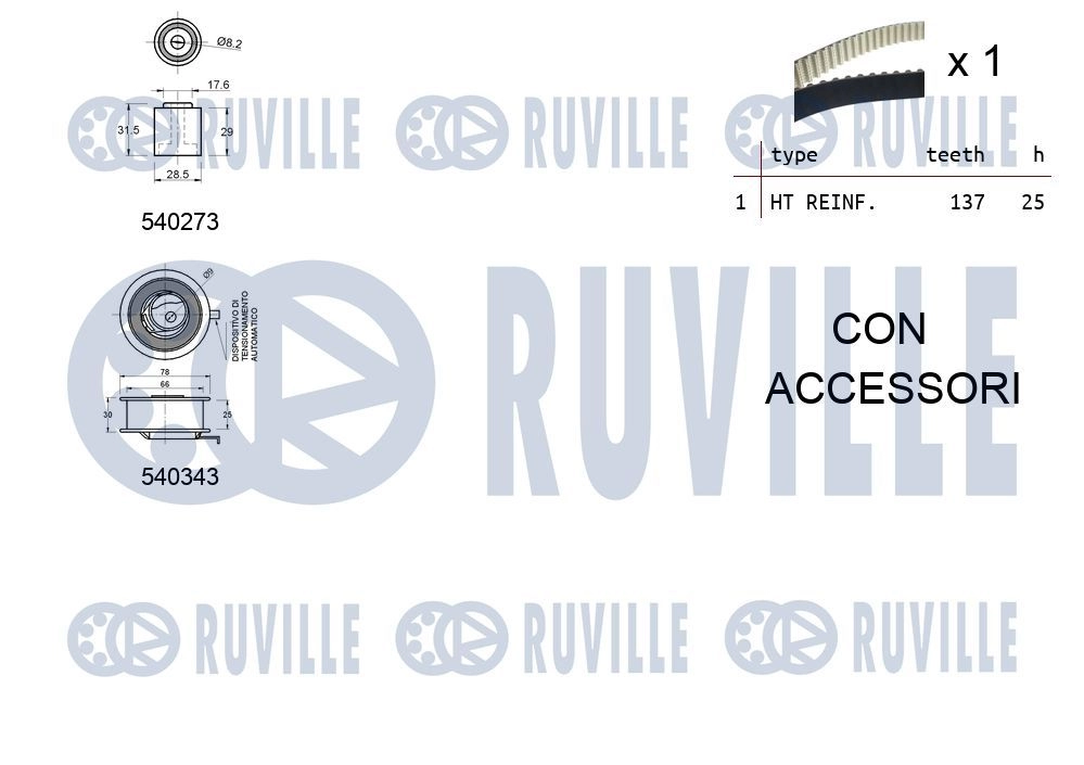 Комплект ремня ГРМ RUVILLE 1440087211 550226 BS3W DP изображение 1