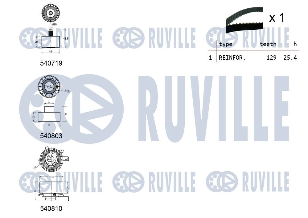 Комплект ремня ГРМ RUVILLE 1440087217 EXKI V 550232 изображение 1