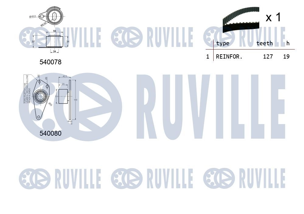 Комплект ремня ГРМ RUVILLE 550243 X 1YV6E5 1440087230 изображение 1