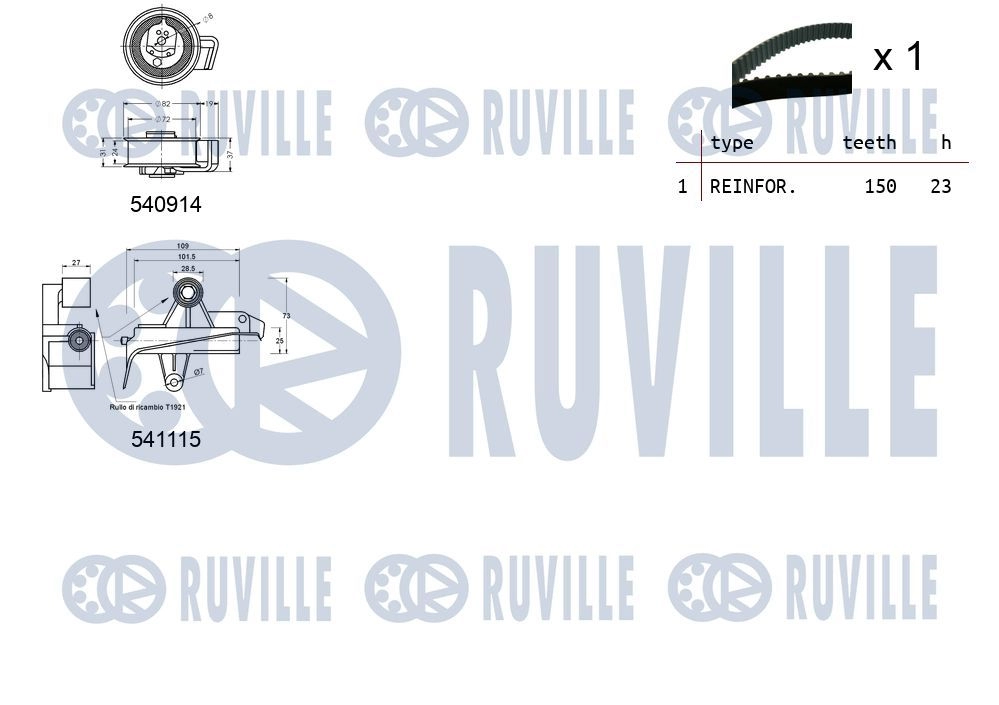 Комплект ремня ГРМ RUVILLE 1440087244 550257 K 2VWC изображение 1