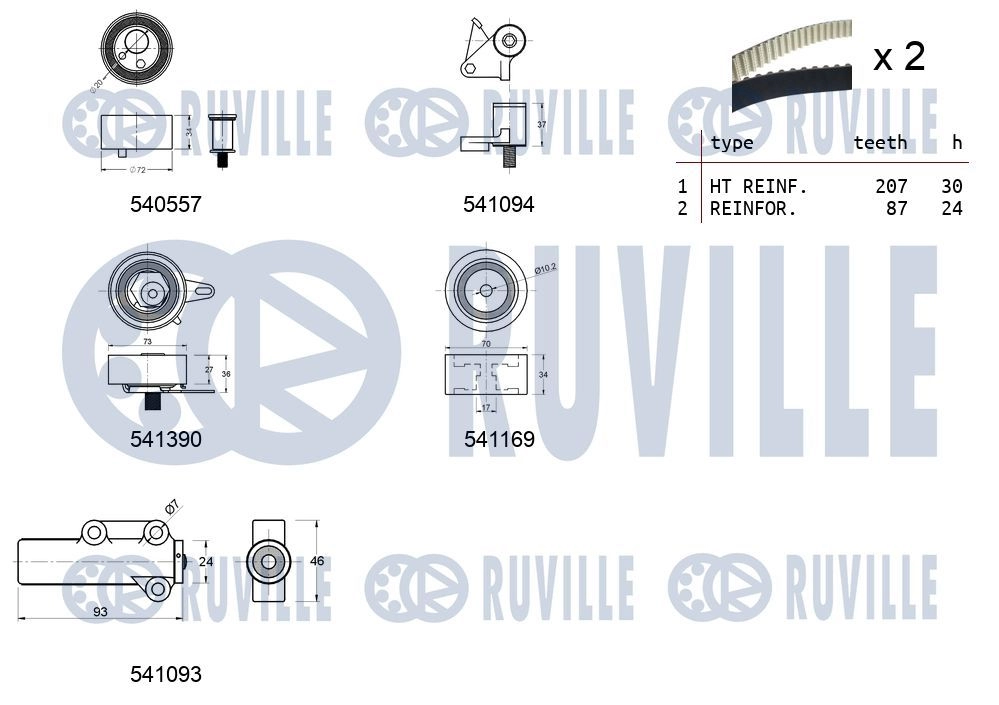 Комплект ремня ГРМ RUVILLE 1440087278 V S67W 550283 изображение 1