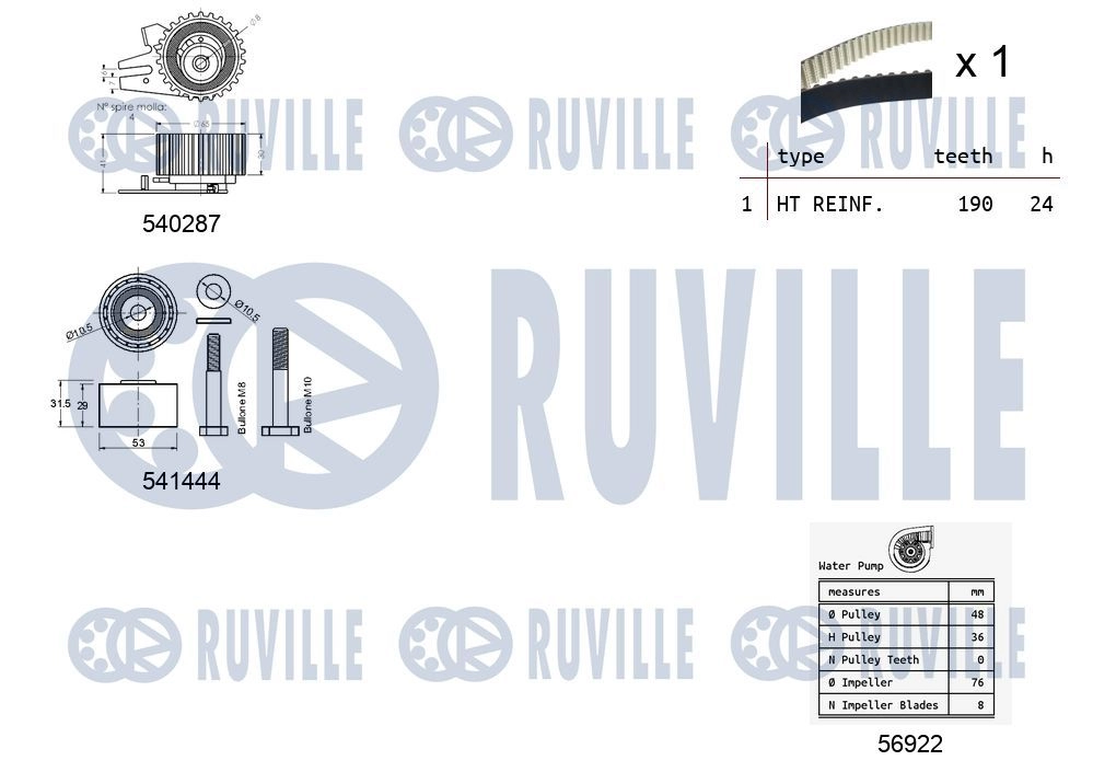 Водяной насос + комплект зубчатого ремня RUVILLE 1440087305 5503021 GCQ U8 изображение 1