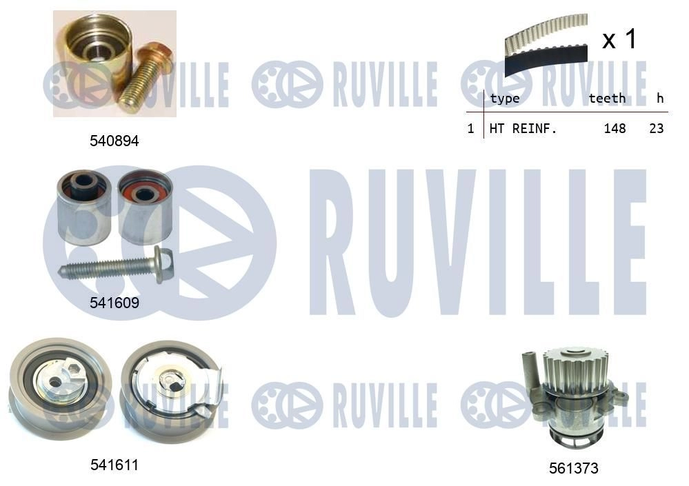 Водяной насос + комплект зубчатого ремня RUVILLE 5503191 CP0V V 1440087330 - Изображение 1