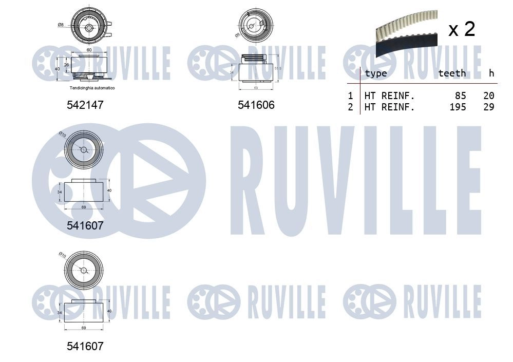 Комплект ремня ГРМ RUVILLE 1440087334 550322 GN 0VW6 изображение 1