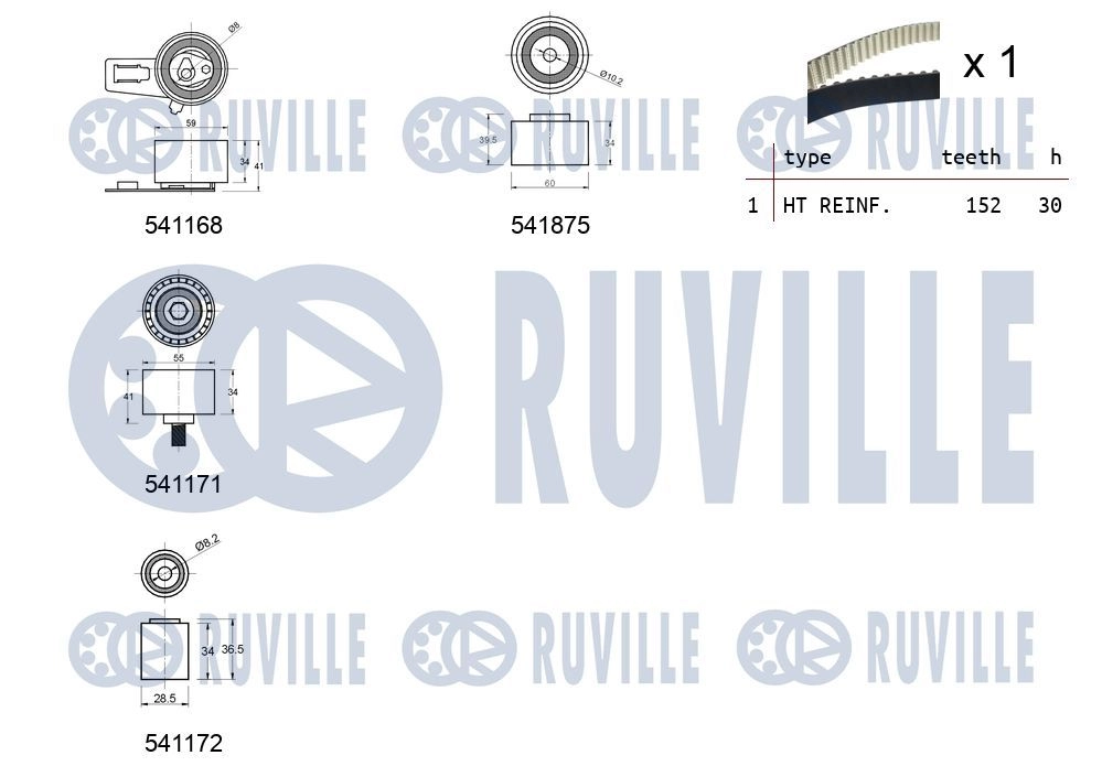 Комплект ремня ГРМ RUVILLE HD7V KS8 1440087341 550327 изображение 1
