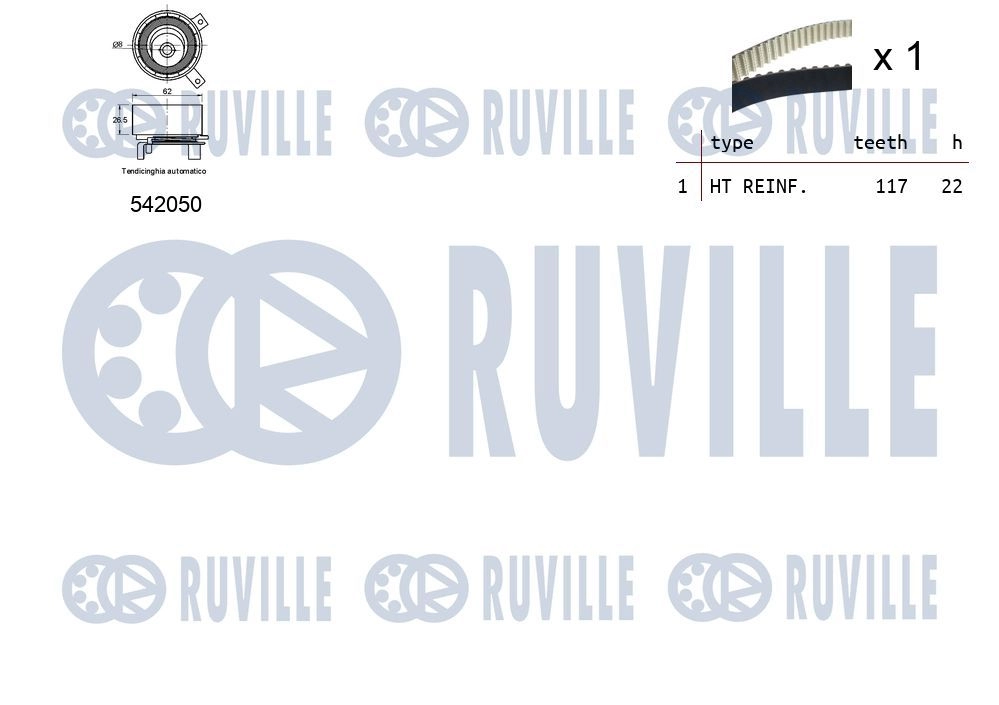 Комплект ремня ГРМ RUVILLE 1440087357 550337 H2QE9 DW изображение 1