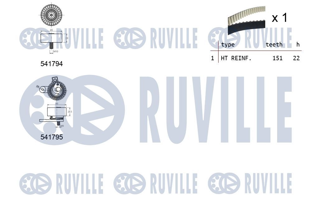 Комплект ремня ГРМ RUVILLE 550338 EP GV0 1440087358 изображение 1