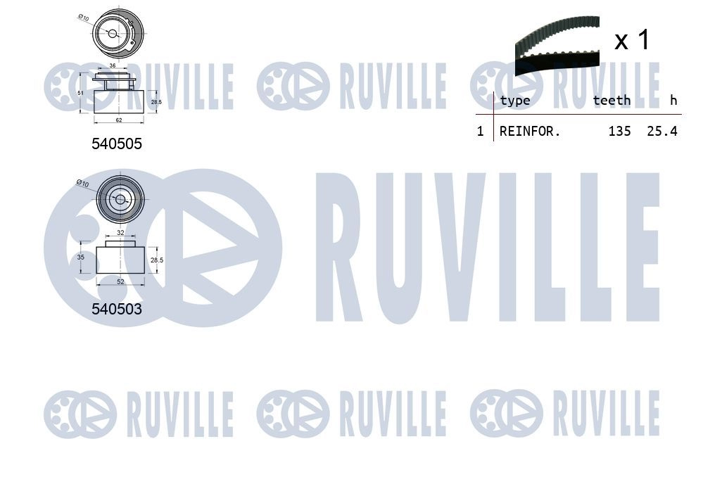 Комплект ремня ГРМ RUVILLE 1440087374 Q FHI4 550352 изображение 1