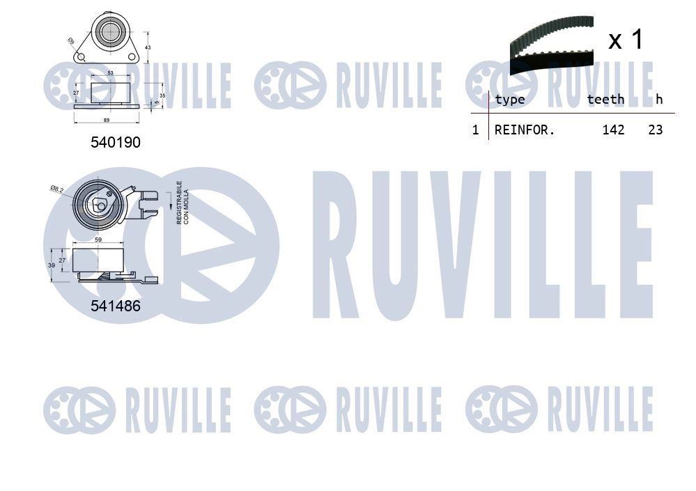 Комплект ремня ГРМ RUVILLE EV 78QF9 550364 1440087390 изображение 1