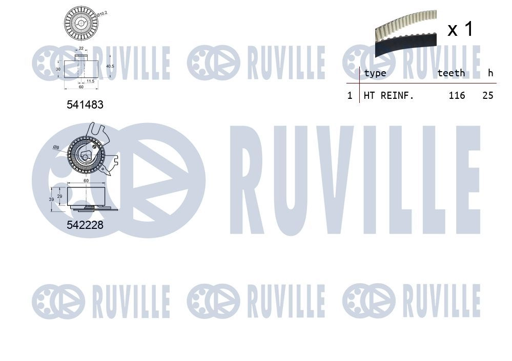 Комплект ремня ГРМ RUVILLE 1440087395 550367 S78V PT8 изображение 1