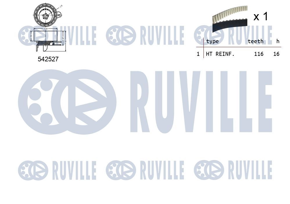 Комплект ремня ГРМ RUVILLE 550372 1440087403 G817U B изображение 1