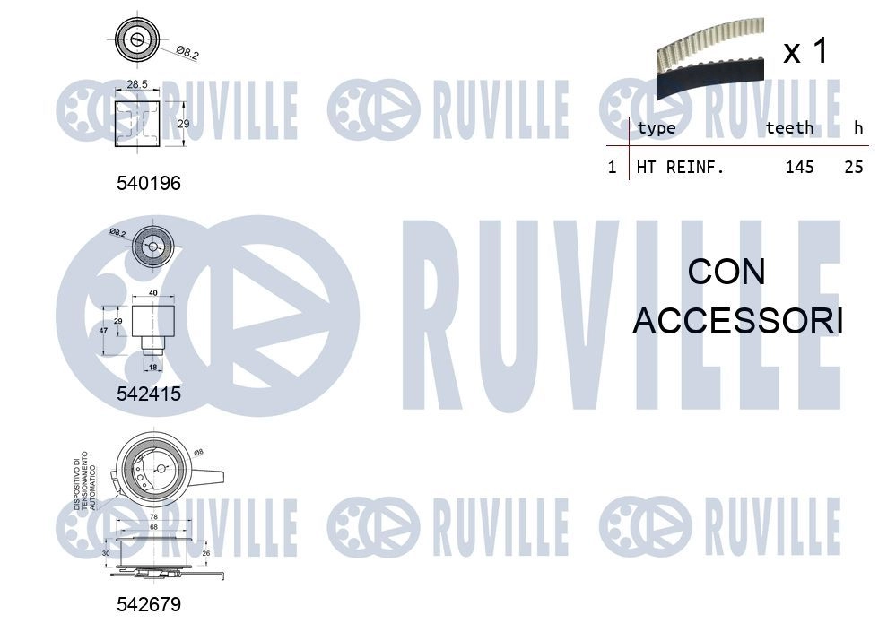 Комплект ремня ГРМ RUVILLE X RY8CW 1440087411 550376 изображение 1