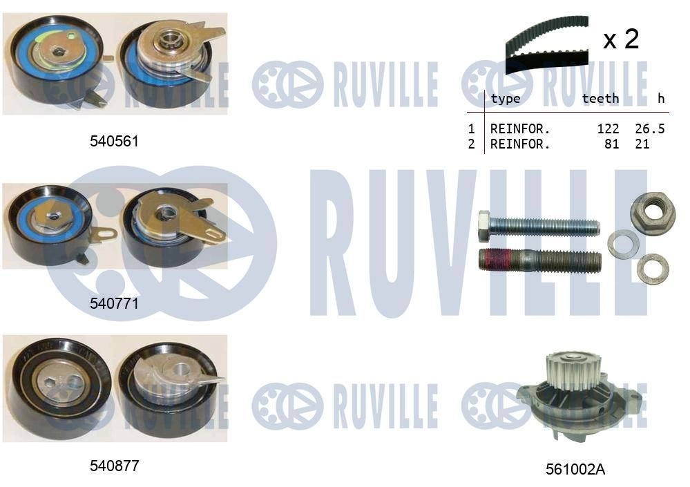 Водяной насос + комплект зубчатого ремня RUVILLE 5503851 IMTYY 6 1440087428 - Изображение 1