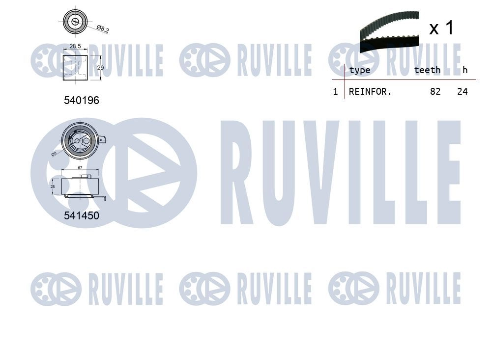 Комплект ремня ГРМ RUVILLE 1440087431 550387 EFB 2L6V изображение 1