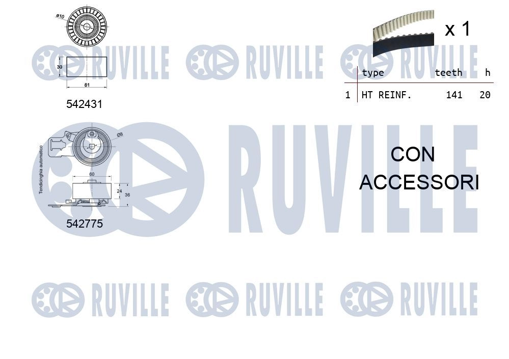 Комплект ремня ГРМ RUVILLE 550395 C4 MYPG 1440087440 изображение 1