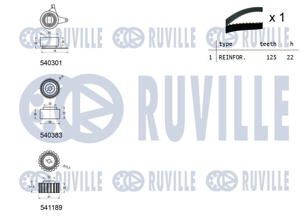 Комплект ремня ГРМ RUVILLE 550407 1440087453 J 4ANW изображение 1