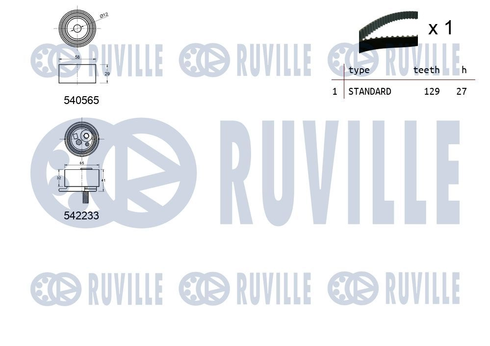 Комплект ремня ГРМ RUVILLE 1440087525 550478 0J5U J9X изображение 1