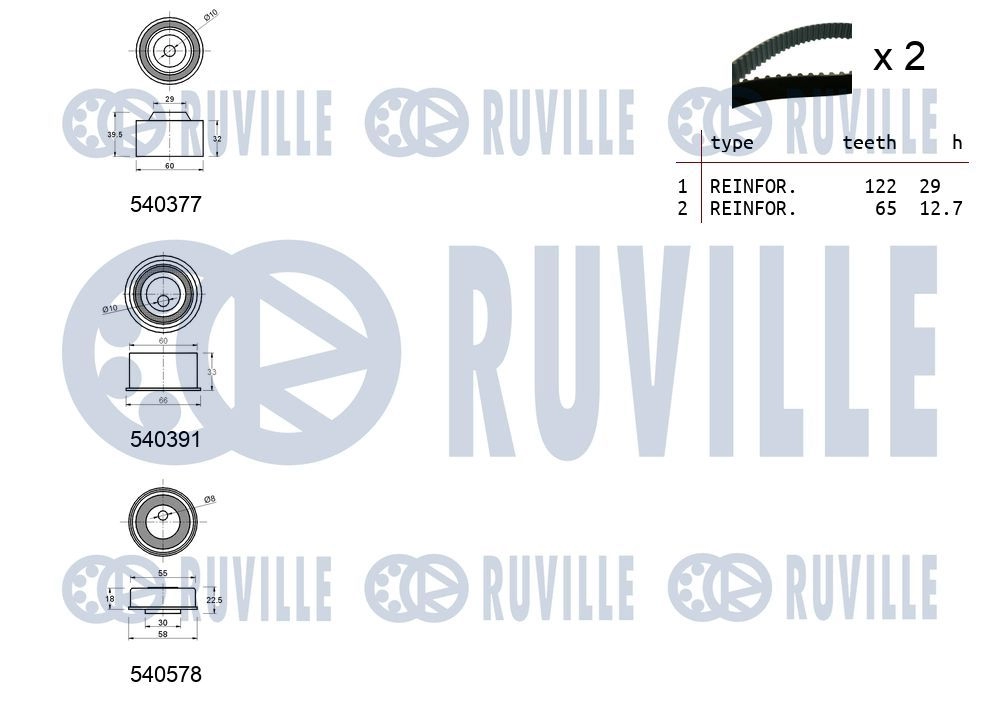 Комплект ремня ГРМ RUVILLE VC LDV 550479 1440087526 изображение 1