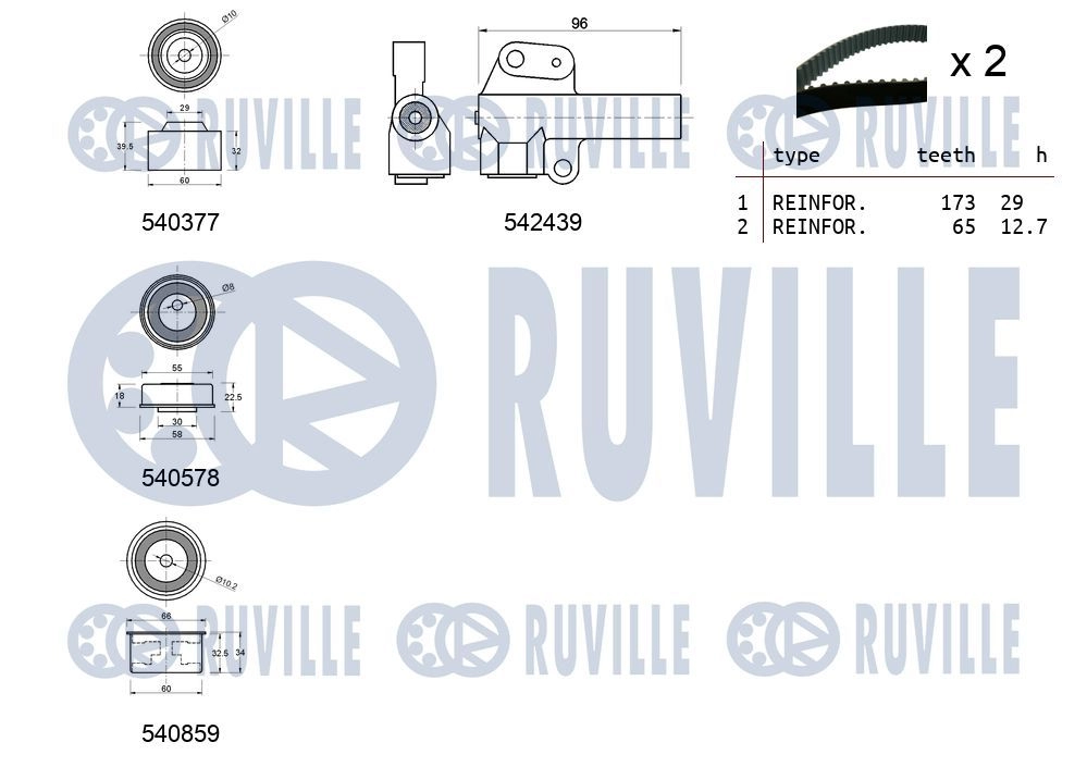 Комплект ремня ГРМ RUVILLE 1440087527 550480 V RVGD изображение 1