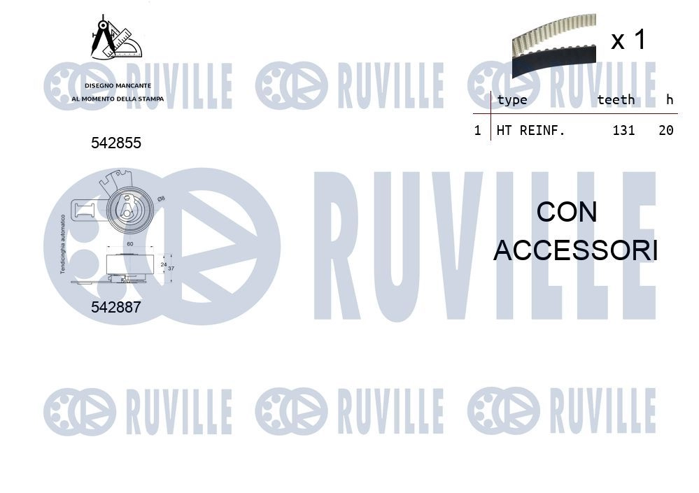 Комплект ремня ГРМ RUVILLE Z F6CI6 1440087545 550497 изображение 1