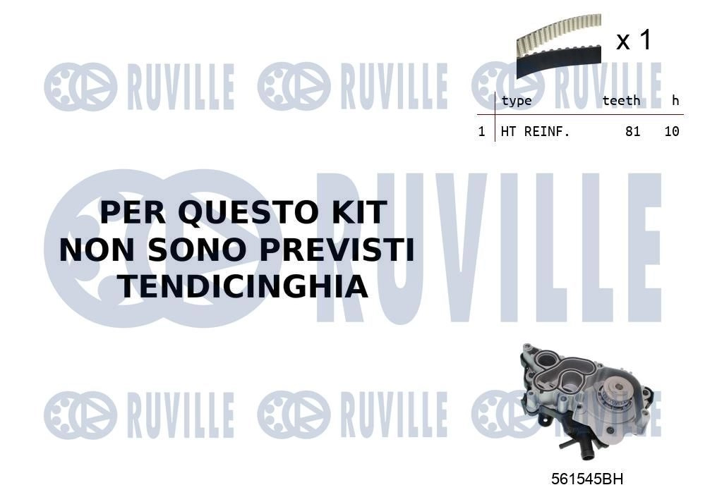 Водяной насос + комплект зубчатого ремня RUVILLE 55B0042 1440087575 AZMS8 X изображение 0